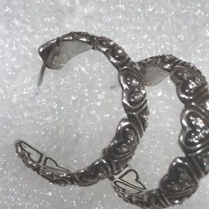 Brighton subtle heart w/rhinestone  hoop earrings